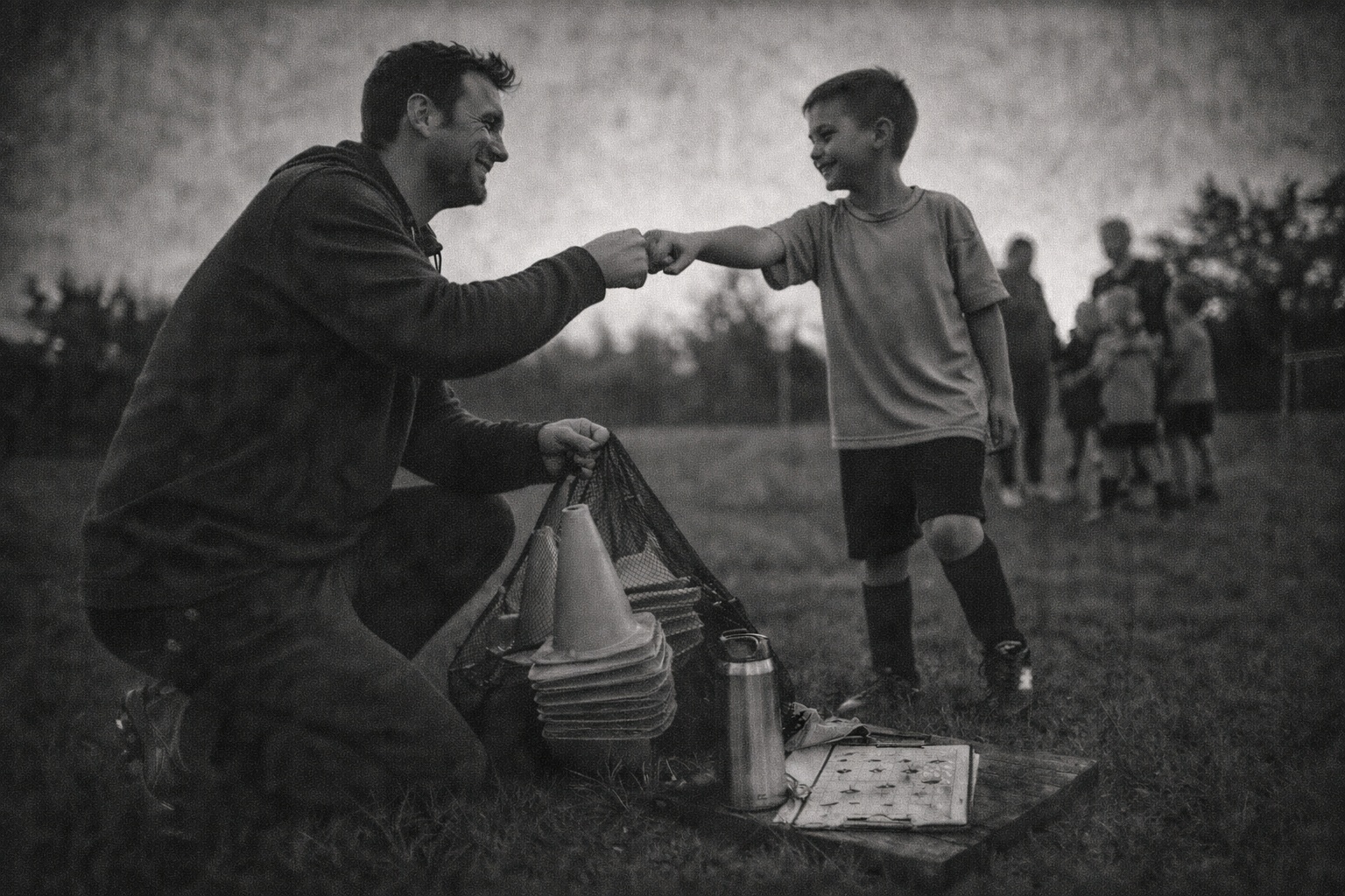 Player fist bumps the coach.
